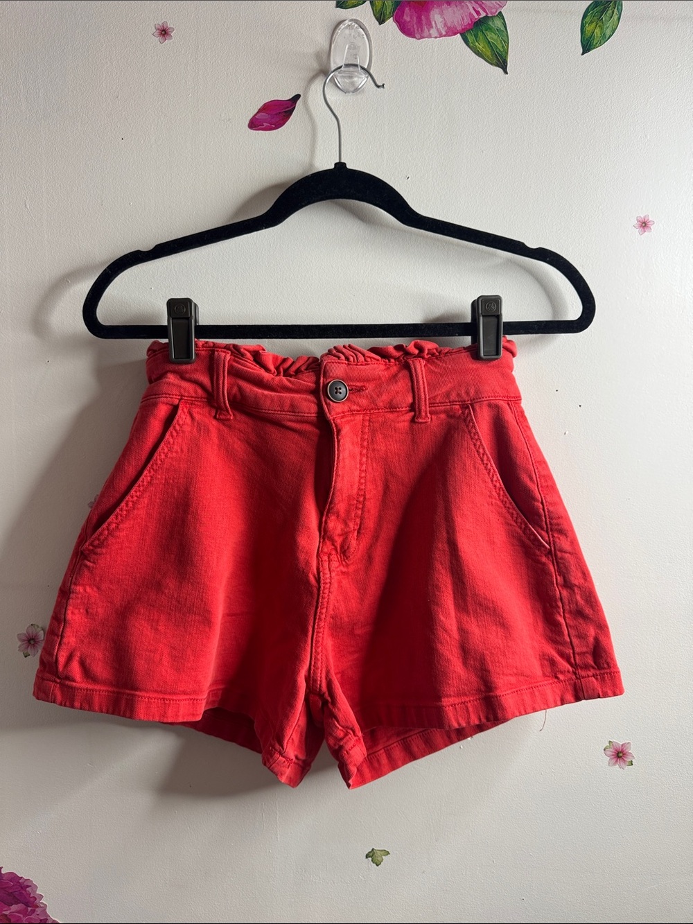 LC Lauren Conrad Red High Waist Paperbag Shorts